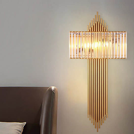 Light Luxury Crystal Square Strip 2-Light Wall Sconce Lamp