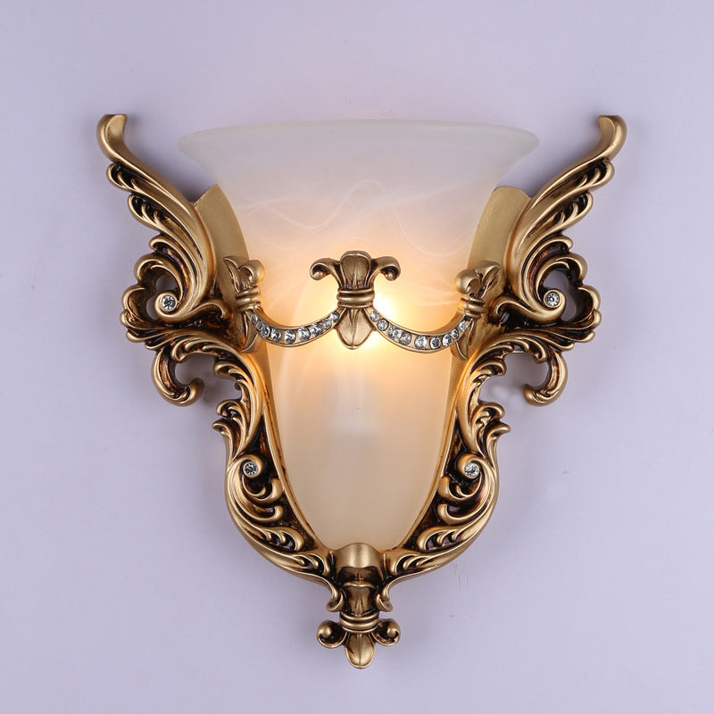 European Wings Cup Resin Glass 1-Light Wall Sconce Lamp