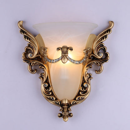 European Wings Cup Resin Glass 1-Light Wall Sconce Lamp