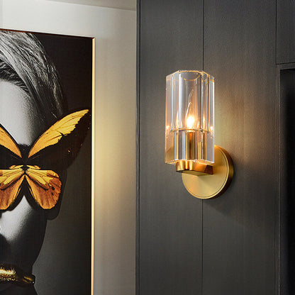 Copper Glass Cylindrical Copper 1-Light Wall Sconce Lamp
