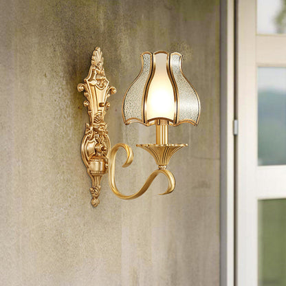 Full Copper Glass Umbrella Shape 1/2-Light Wall Sconce Lamp