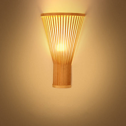 Japanese Tapered Bamboo 1-Light Wall Sconce Lamp