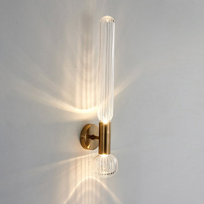Minimalist Cylinder Striped Glass Iron LED Wall Sconce Lamp