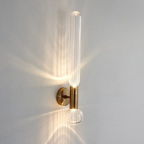 Minimalist Cylinder Striped Glass Iron LED Wall Sconce Lamp