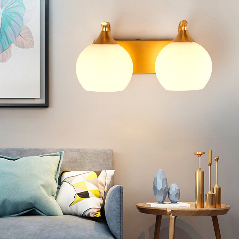 Simplicity Iron Glass Ball 1/2 Light Wall Sconce Lamp