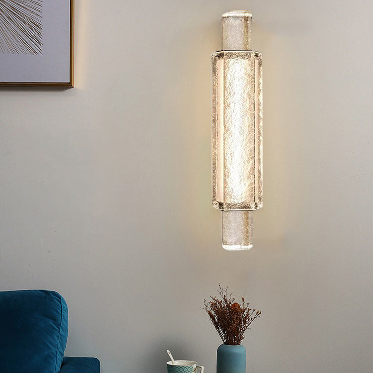 Modern Luxury Water Grain Glass Column LED Wall Sconce Lamp