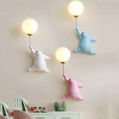 Creative Bear Resin Glass 1-Light Wall Sconce Lamp