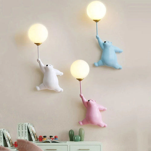 Creative Bear Resin Glass 1-Light Wall Sconce Lamp