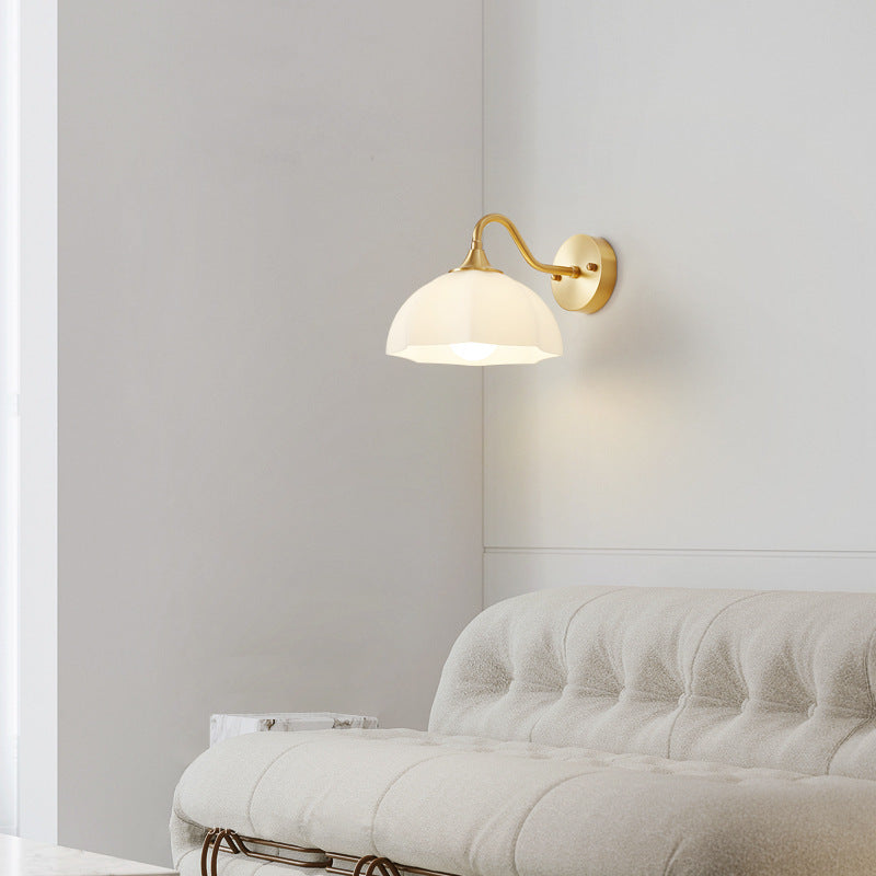 Cream Flower Pod All Copper Glass 1-Light Wall Sconce Lamp