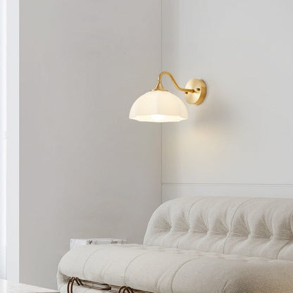 Cream Flower Pod All Copper Glass 1-Light Wall Sconce Lamp