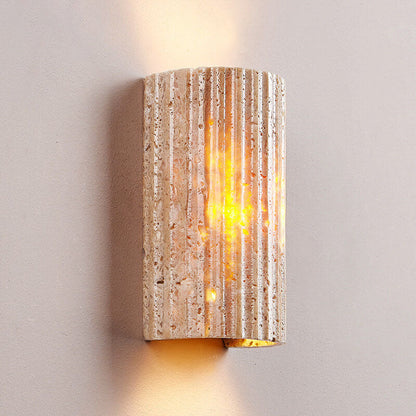 Japanese Travertine Half-Cylinder LED Wall Sconce Lamp