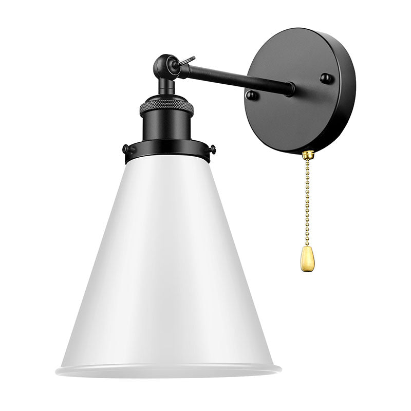 Industrial Iron Conical Shade 1-Light Wall Sconce Lamp