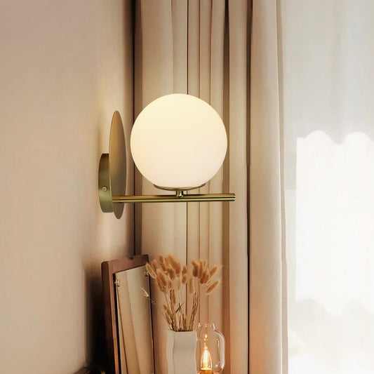 Scandinavian Round Ball Iron Glass 1-Light Wall Sconce Lamp