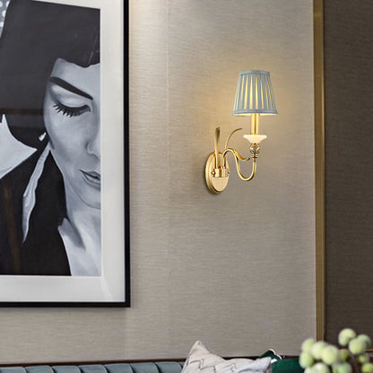 French Cone Copper Curved Arm 1//2 Light Wall Sconce Lamp