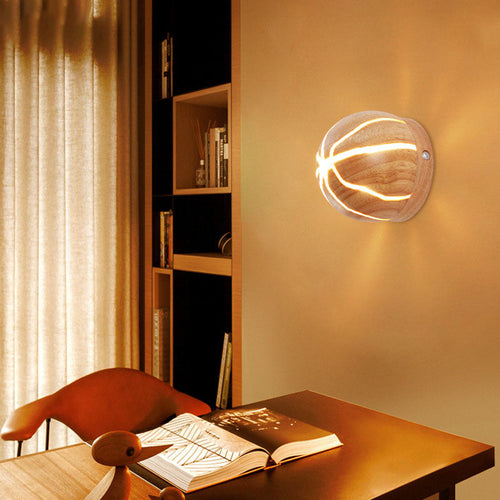 Geometric Cuboid Cracked Wood Grain LED Wall Sconce Lamp