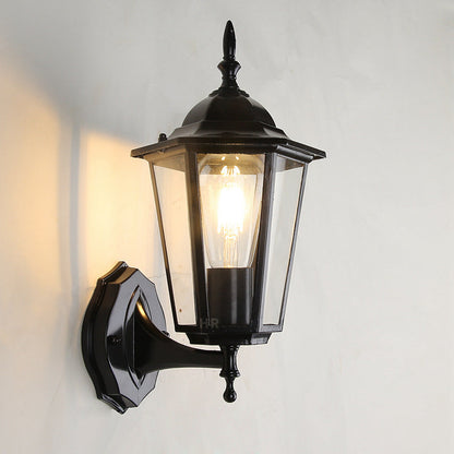 Hexagonal Frosted Glass 1-Light Outdoor Wall Sconce Lamp