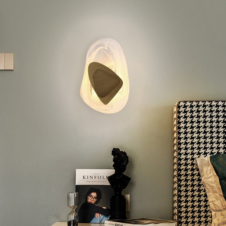 Art Deco Irregular Oval Glass Iron LED Wall Sconce Lamp