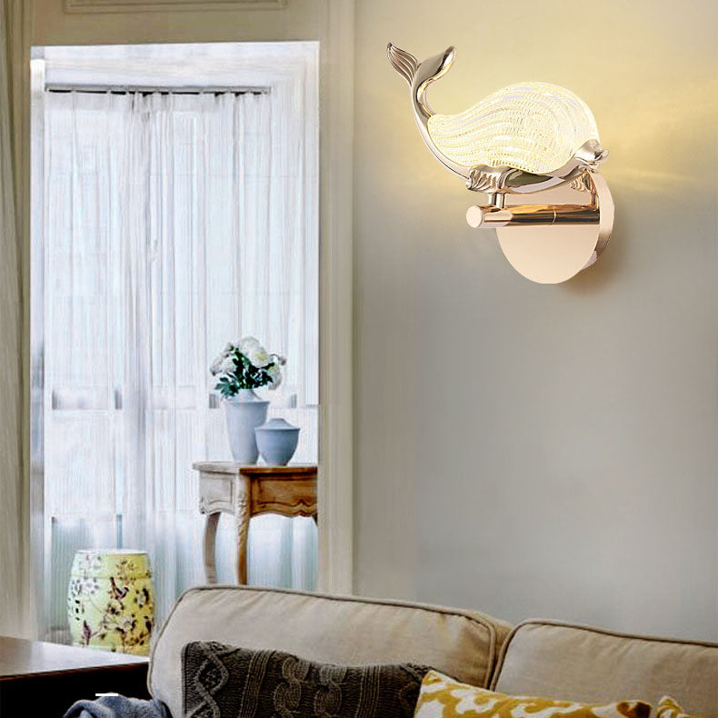 Nordic Light Luxury Aluminum Whale LED Wall Sconce Lamp