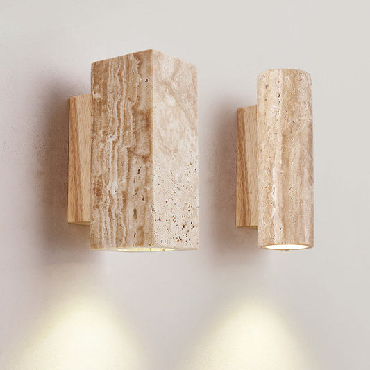 Japanese Wood Cubic Cylinder 1-Light Wall Sconce Lamp