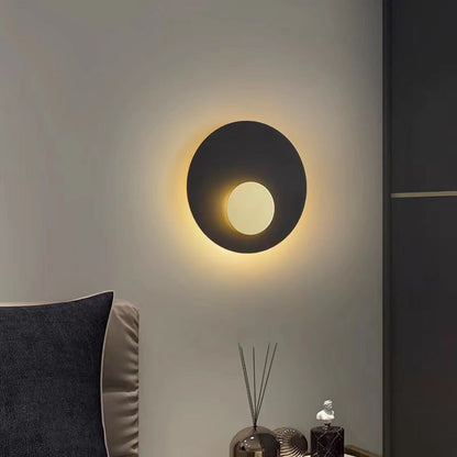 Minimalist Iron Round Flat Piece LED Wall Sconce Lamp