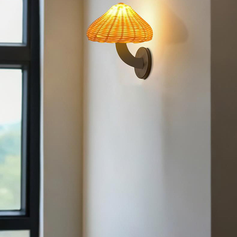 Japanese Iron Mushroom Shape 1-Light Wall Sconce Lamp