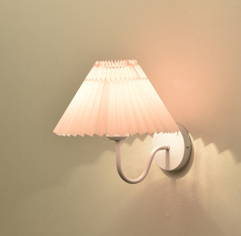 Mushroom Curved Rod Iron Fabric 1-Light Wall Sconce Lamp