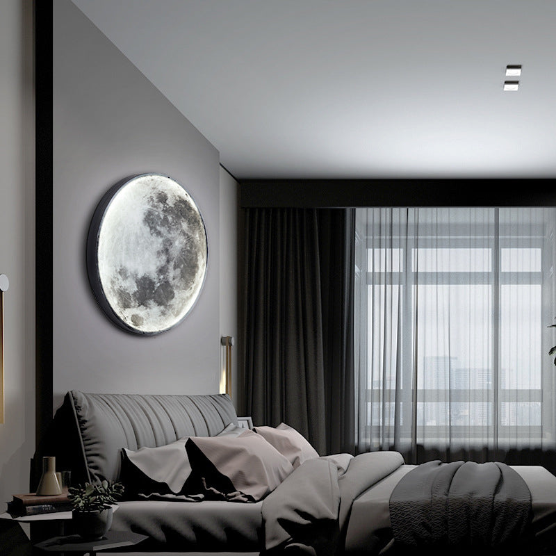 Creative Round Moon Aluminum Acrylic LED Wall Sconce Lamp