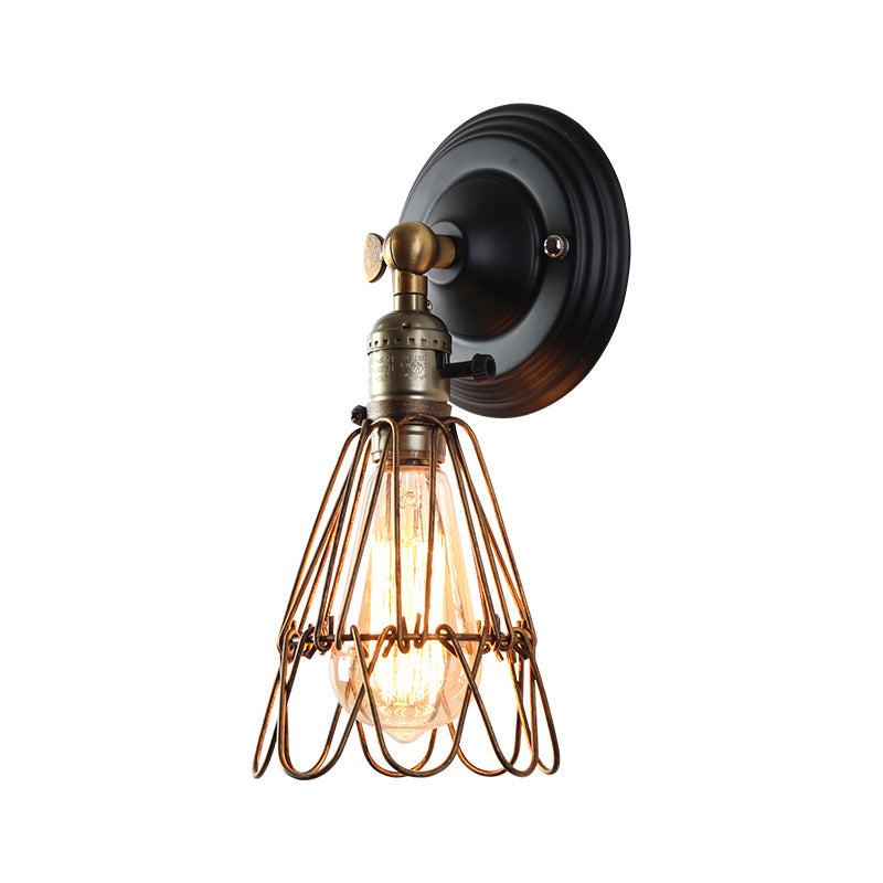 Retro Iron Bracket Shade 1-Light Wall Sconce Lamp