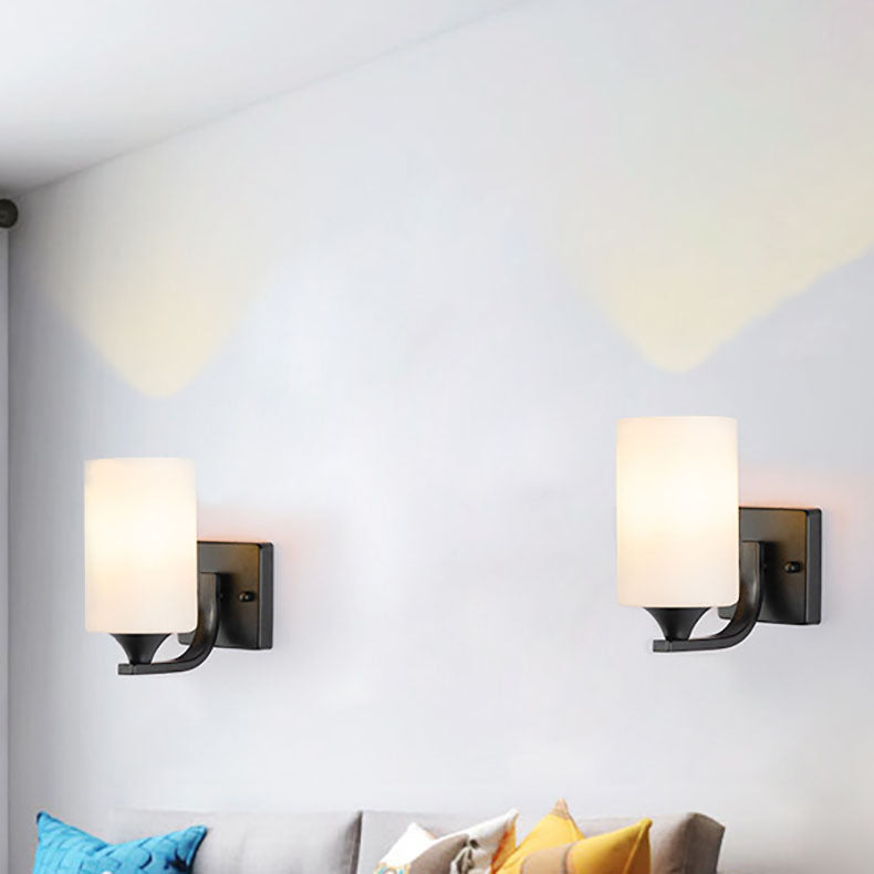 Simplicity Cylinder Iron Glass 1/2 Light Wall Sconce Lamp