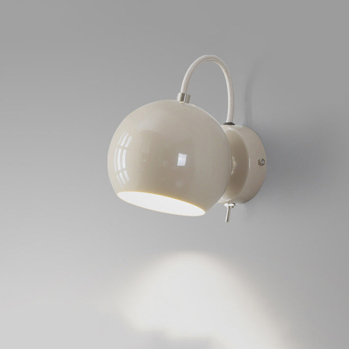Cream Spherical Iron Aluminum 1-Light Wall Sconce Lamp