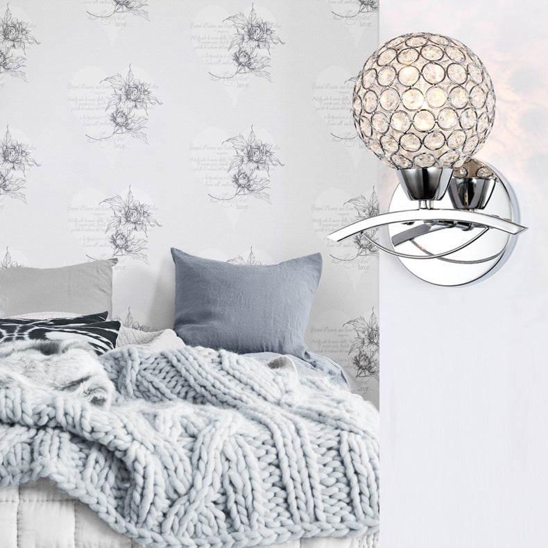 Scandinavian Base Iron Crystal 1/2 Light Wall Sconce Lamp