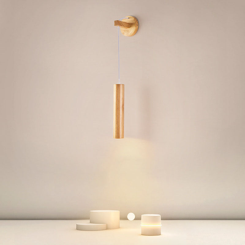 Minimalist Long Strip Rubber Wood LED Wall Sconce Lamp