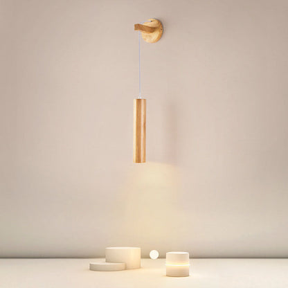 Minimalist Long Strip Rubber Wood LED Wall Sconce Lamp