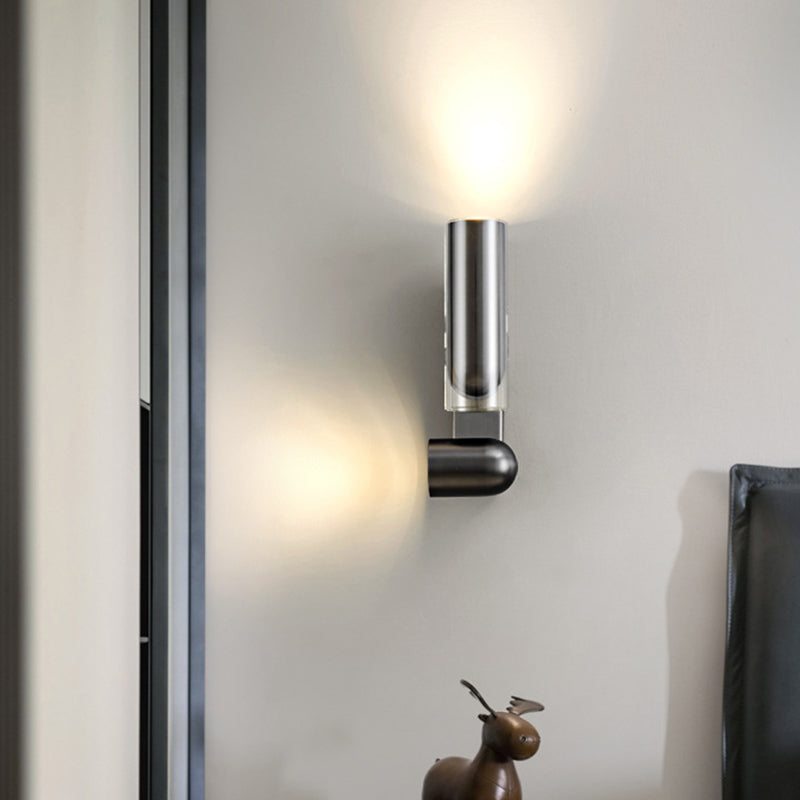 Cylinder Rotatable Iron Glass 2-Light Wall Sconce Lamp