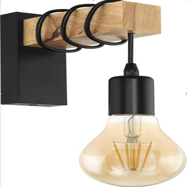 Plastic Wooden Lampshade 1-Light Wall Sconce Lamp