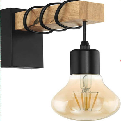 Plastic Wooden Lampshade 1-Light Wall Sconce Lamp