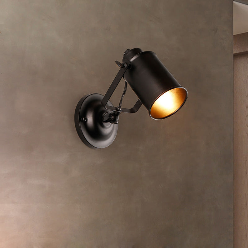 Industrial Iron Cylinder 1-Light Spotlight Wall Sconce Lamp