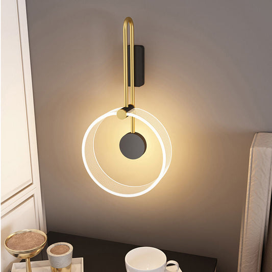 Minimalist Iron Acrylic Round Ring LED Wall Sconce Lamp