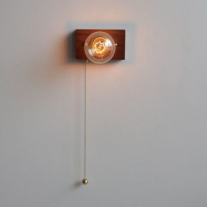 Traditional Rectangle Iron Wood 1-Light Wall Sconce Lamp