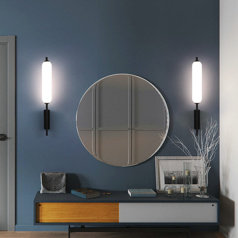 Minimalist Column Straight Arm Iron PC LED Wall Sconce Lamp