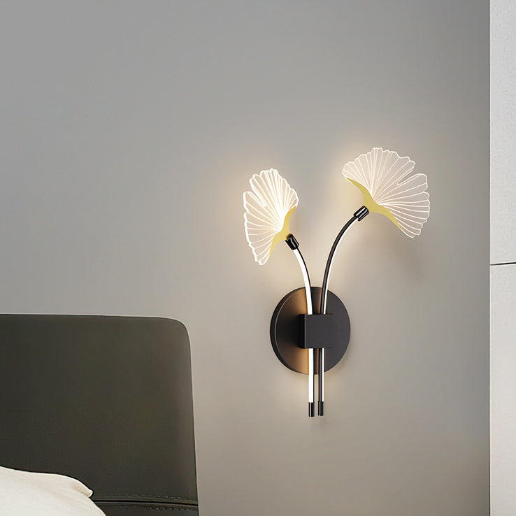 Ginkgo Leaf Iron Aluminium Acrylic LED Wall Sconce Lamp