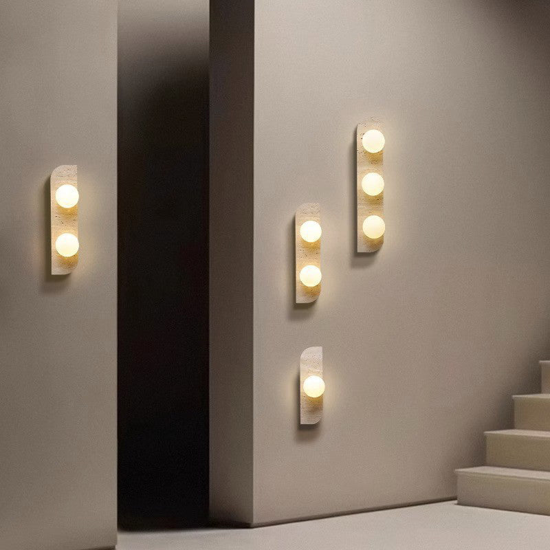 Rectangular Stone Glass 1/2/3 Light Wall Sconce Lamp