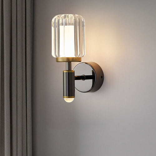 Luxury Iron Finish Frame Cylinder LED Wall Sconce Lamp