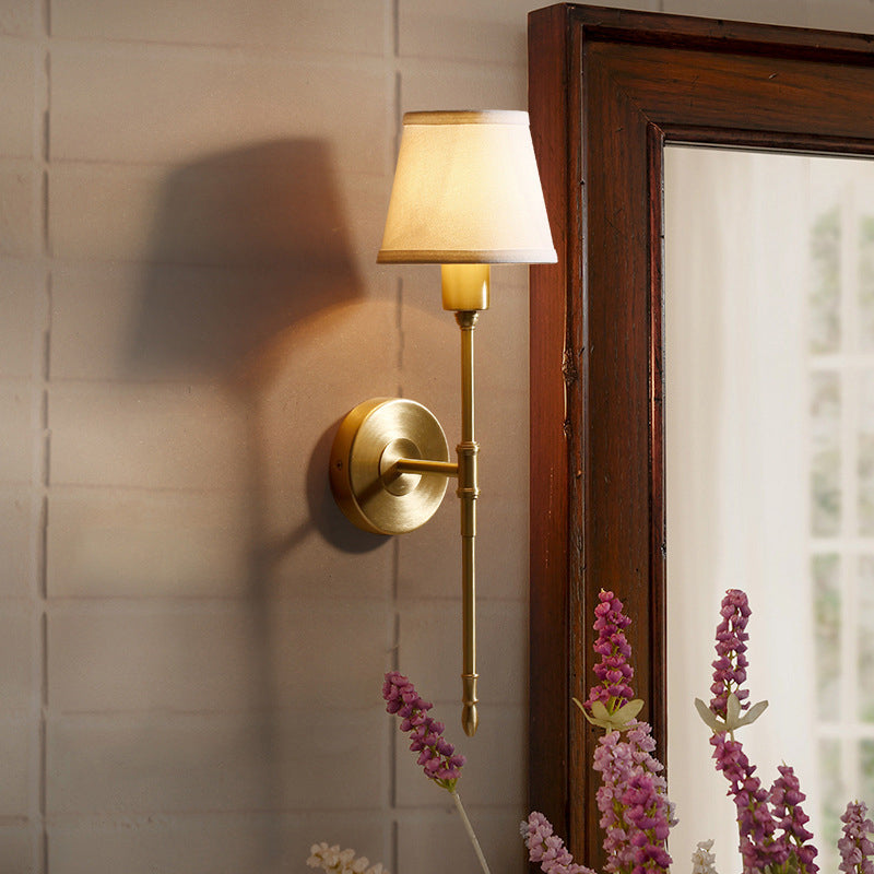 Copper Fabric Cylinder 1/2 Light Wall Sconce Lamp