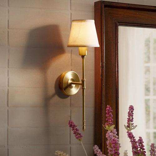 Copper Fabric Cylinder 1/2 Light Wall Sconce Lamp