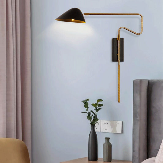 Iron With Long Rod Rocker Arm 1-Light Wall Sconce Lamp