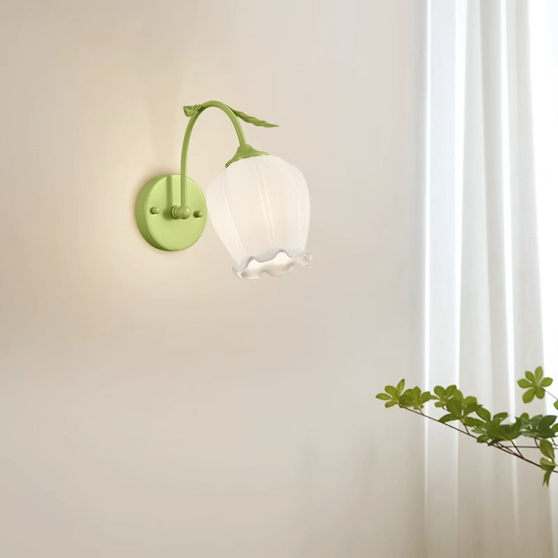Simplicity Flower Iron Glass 1-Light Wall Sconce Lamp