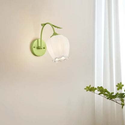 Simplicity Flower Iron Glass 1-Light Wall Sconce Lamp