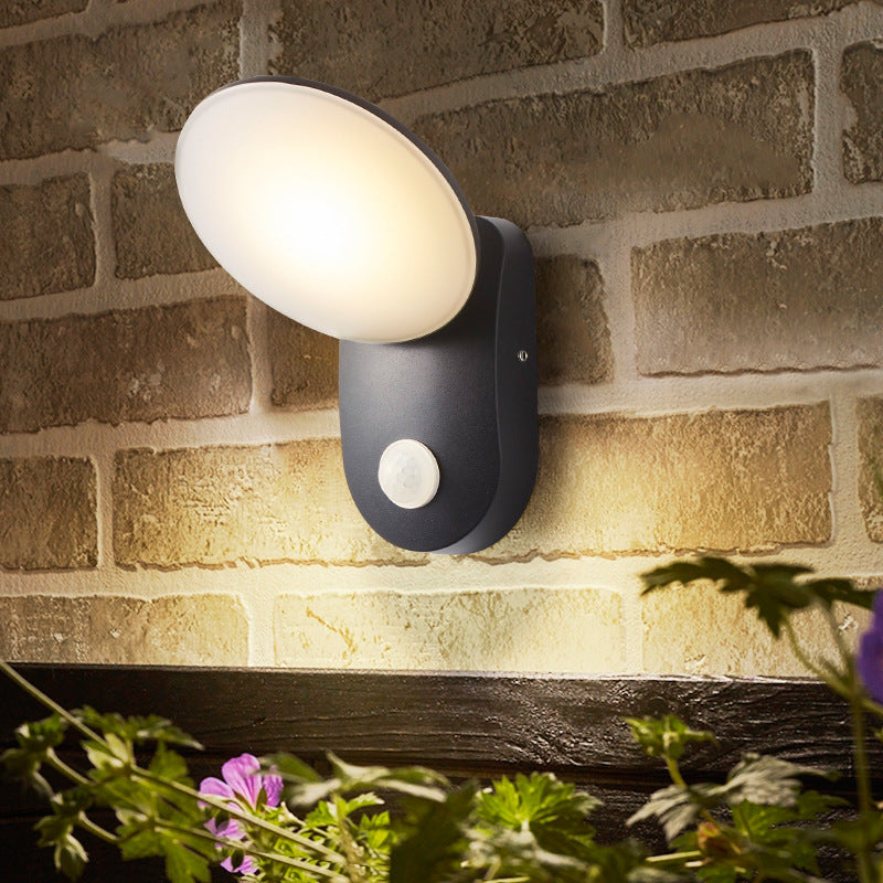 Waterproof Aluminum PC Round Shade LED Wall Sconce Lamp