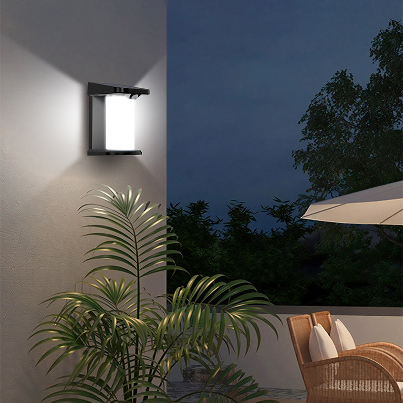 Solar Cylinder Shade LED Human Sensor Wall Sconce Lamp